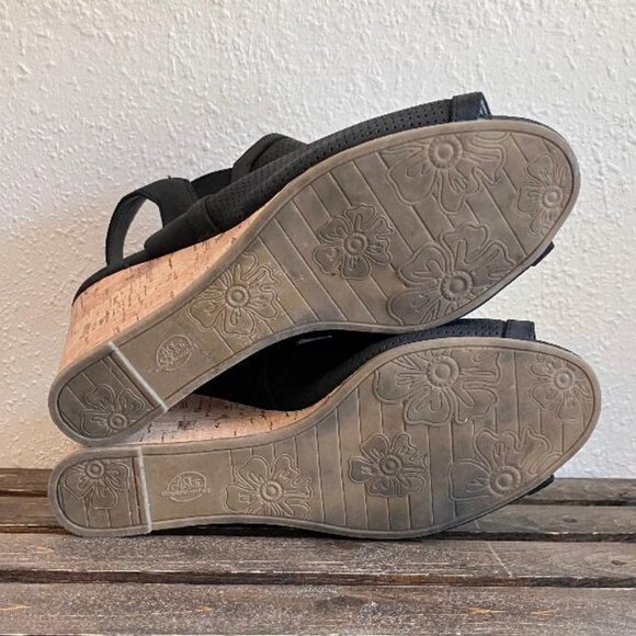 Life Stride Womens Black Camilla Peep Toe Wedge Heel Slingback Sandals Size 8.5M - Picture 9 of 9